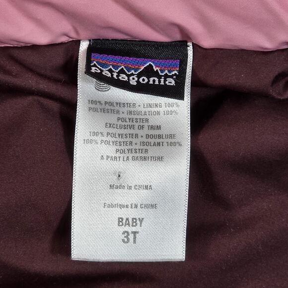 Patagonia Baby Puffer Down Vest Maroon And Pink 3T Kids Outerwear Snap - Picture 6 of 8